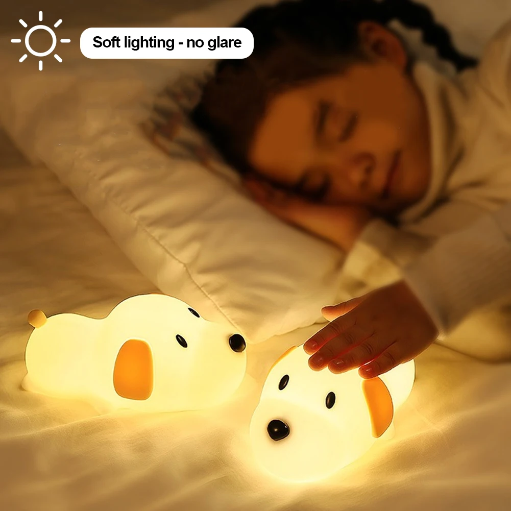 Puppy Lamp Silicone Dog LED Night Lights Touch Sensor Colors USB Rechargeable Bedside Mood Light for Children Baby Toy Gift - Image 3