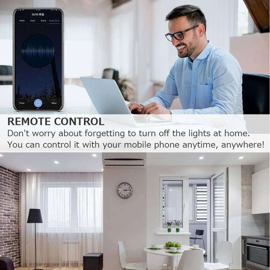 220V Tuya Smart GU10 LED Light Bulbs Wi-Fi/Bluetooth Smart Life App Dimmable RGB Spotlight for Living Room Ceiling Decor - Image 3