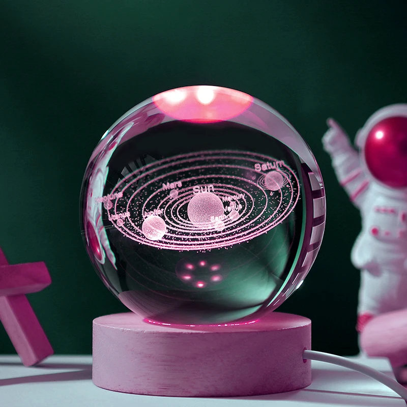 3D Solar system laser carving Crystal ball Color night light, Birthday gift for girlfriend, Classmates and children - Image 4