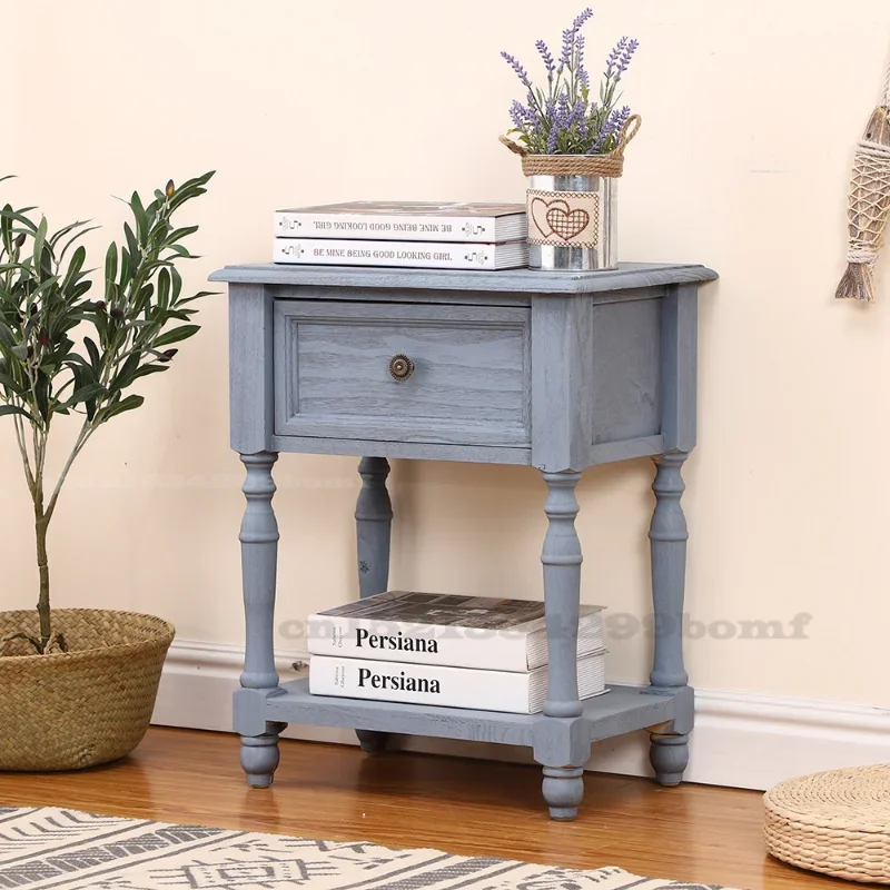 Nightstands Solid Wood Bedside Table Simple Modern Retro Narrow Home Economic Creative Small - Image 3