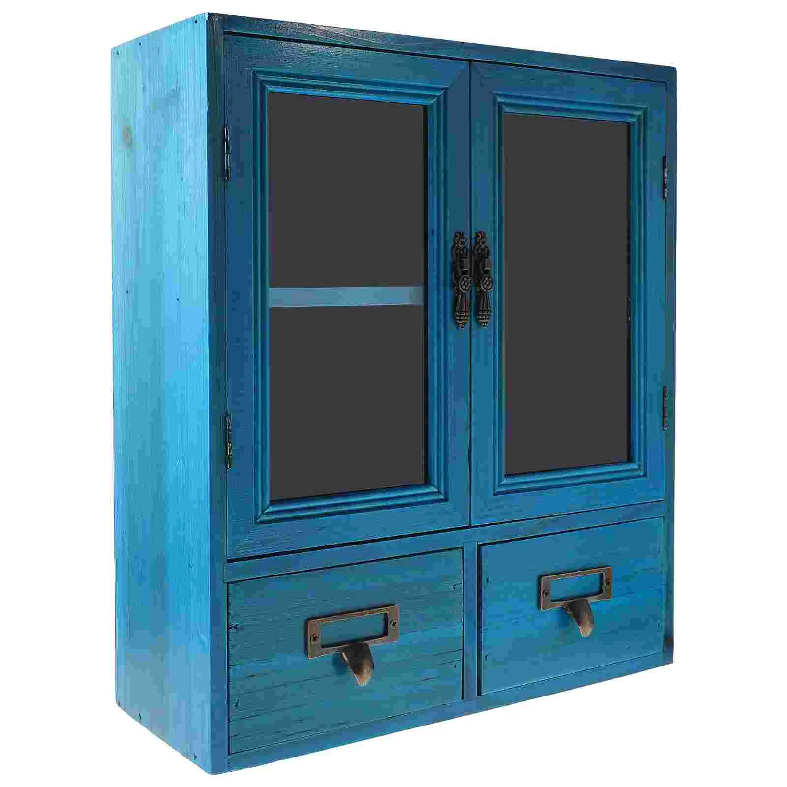 Wall Wooden Cabinet Countertop Storage Showcase Rural Furniture House Decoration Display for - Image 2