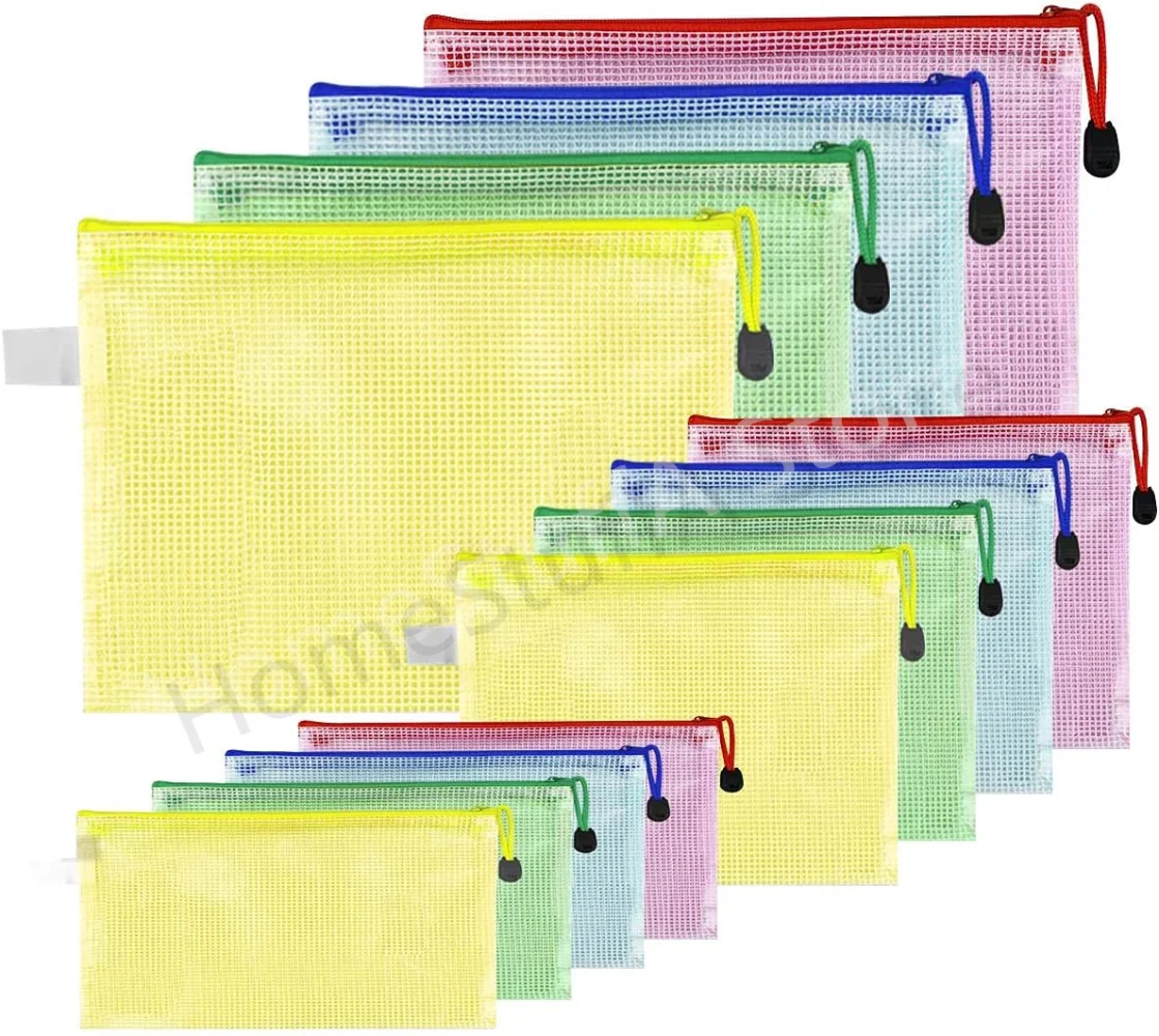 Mesh Zipper Pouch Zipper Bags A3/4/5/6 Waterproof Pvc Document Bag for Puzzle File Stationery Organizing Storage File Folders
