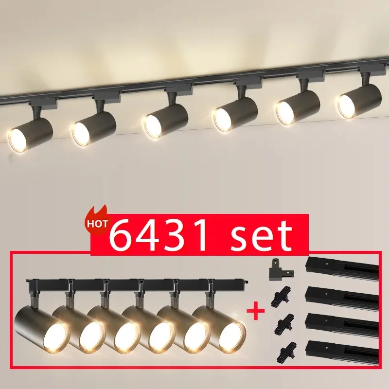 Led Track Light Whole Set Ceiling Track Lamp 220V Rail Lighting System 20/30/40W COB Tracklight For Clothing Shop Store Home