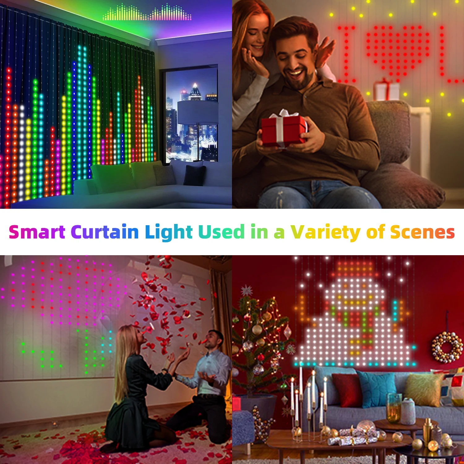 USB Led Smart Curtain Lights Bluetooth App Led String RGB Fairy Lights DIY Music Lights Party Window Curtain Bedroom Decoration - Image 5