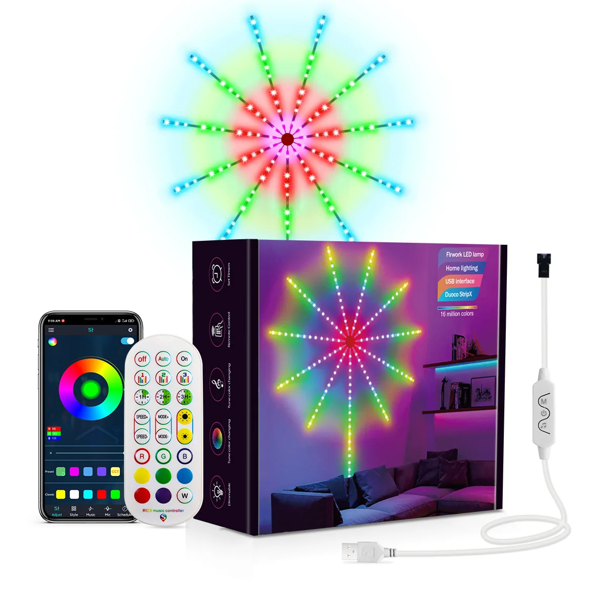 Rgbic Firework Led Strip Light Bluetooth Smart Neon Strip APP Led Lights Strips Usb 5V Led Strips Christmas Party Decoration - Image 6