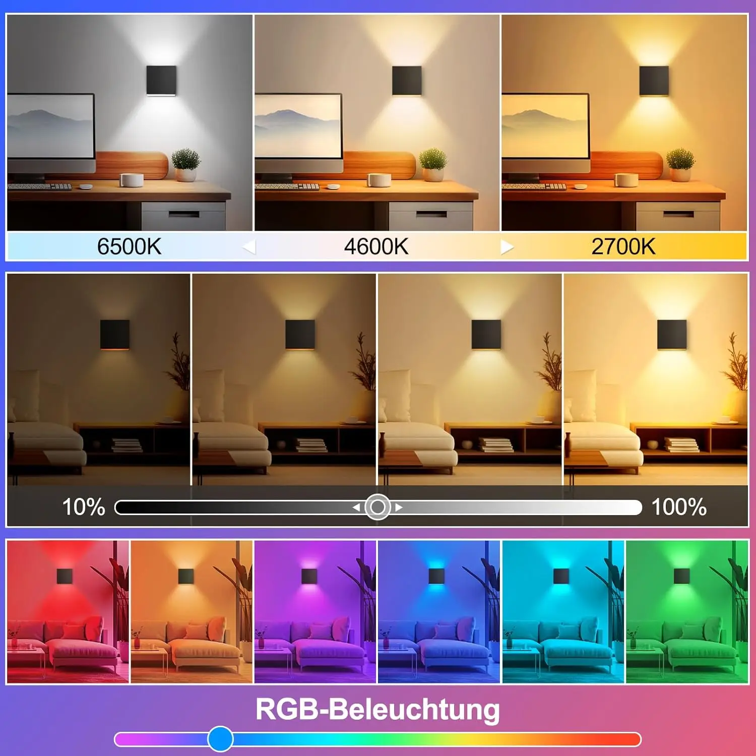 Smart LED Wall Lamp WIFI APP Alexa Google Control RGBCW 2700-6500K Cube Adjust Angle Up and Down Light IP65 Aluminum Waterproof - Image 5