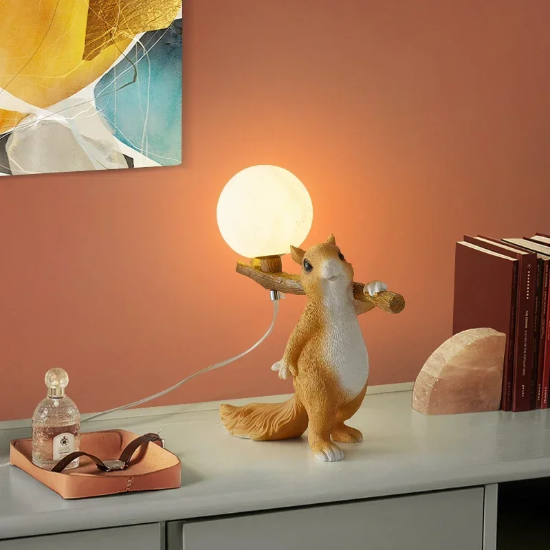 Bedside Lamp Table Lamp Children Desk Lamps Nordic Modern Creative for Living Room Bedroom Cute Decoration Squirrel Cartoon LED - Image 2