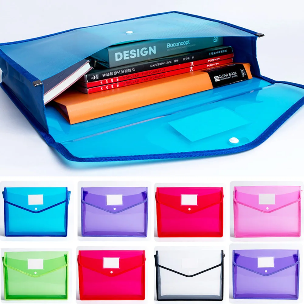 A4 File Folder Stationery Storage Folder Waterproof File Organizer Folders Pvc Bag Portfolio Paper Storage Office Organizers