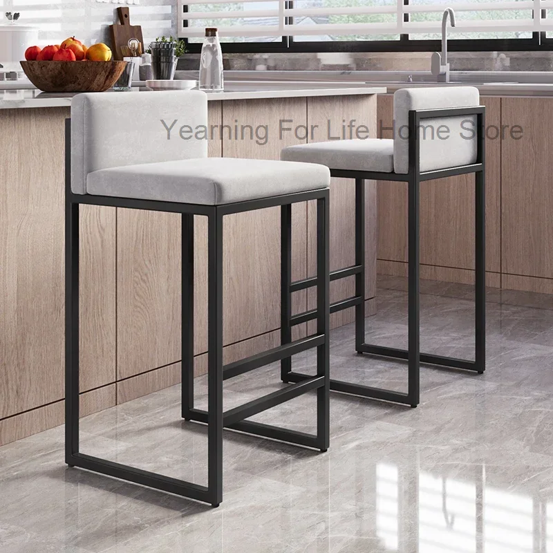 Midcentury Counter Bar Stools Kitchen Modern Reception Single Barber Bar Chair Live Room Soft Taburete Alto Indoor Furniture - Image 2