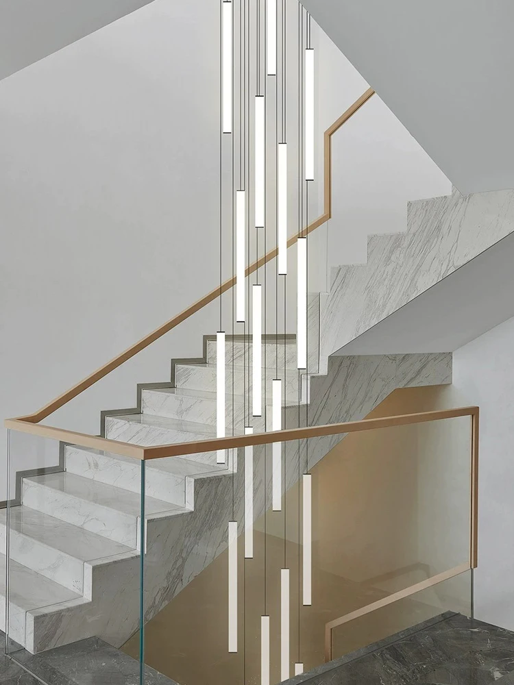 Modern Luxury Led Pendent Lamp Loft Black Ceiling Chandelier Living Room Lighting Suspension Light Acrylic Staircase Chandeliers - Image 4