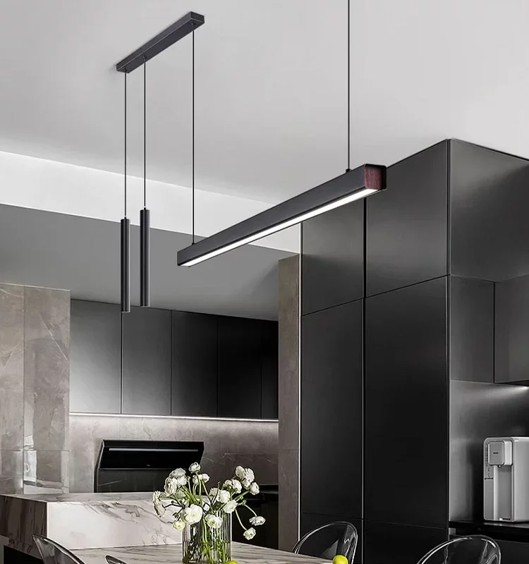 dining room lamp kitchen lights word long restaurant chandelier modern minimalist office lamps Nordic bar island chandeliers