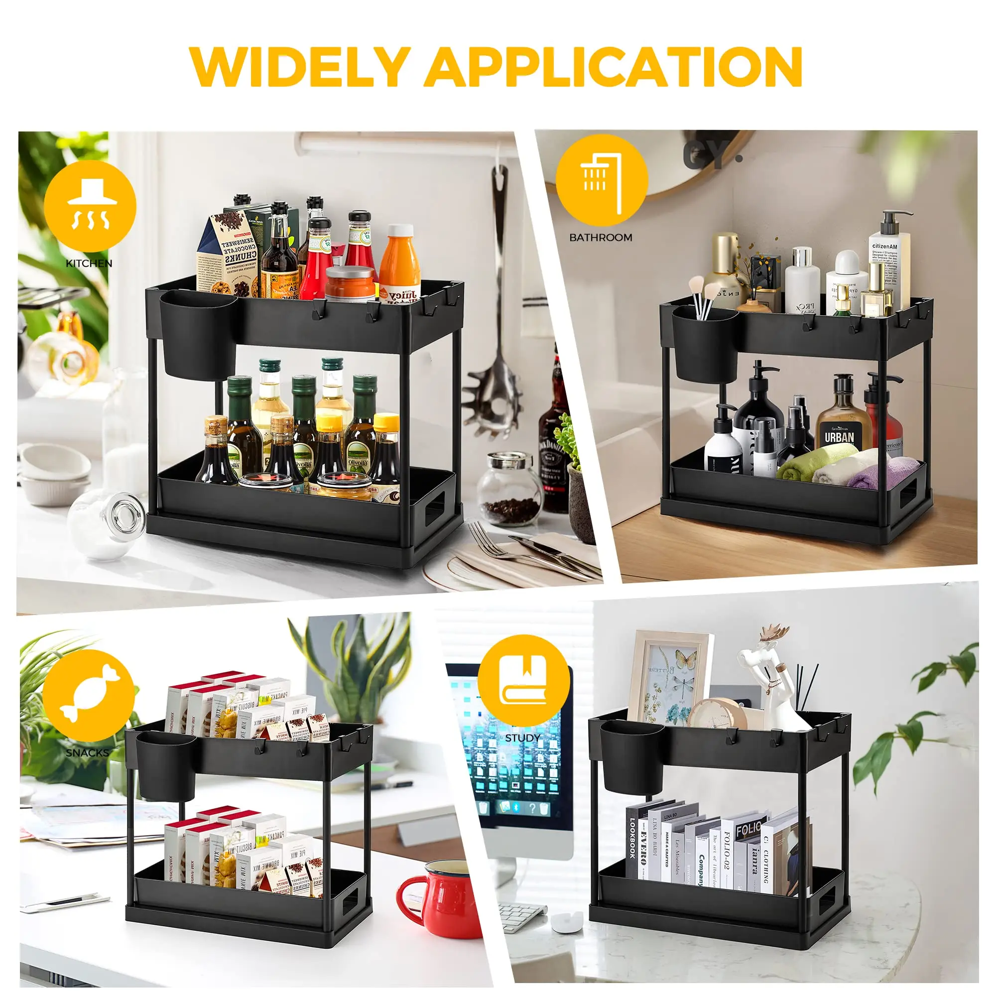 Under Sink Organizer and Storage, Kitchen Organization Rack with Double Sliding Cabinet Drawers, Multi-Purpose Storage Shelf Hol - Image 6