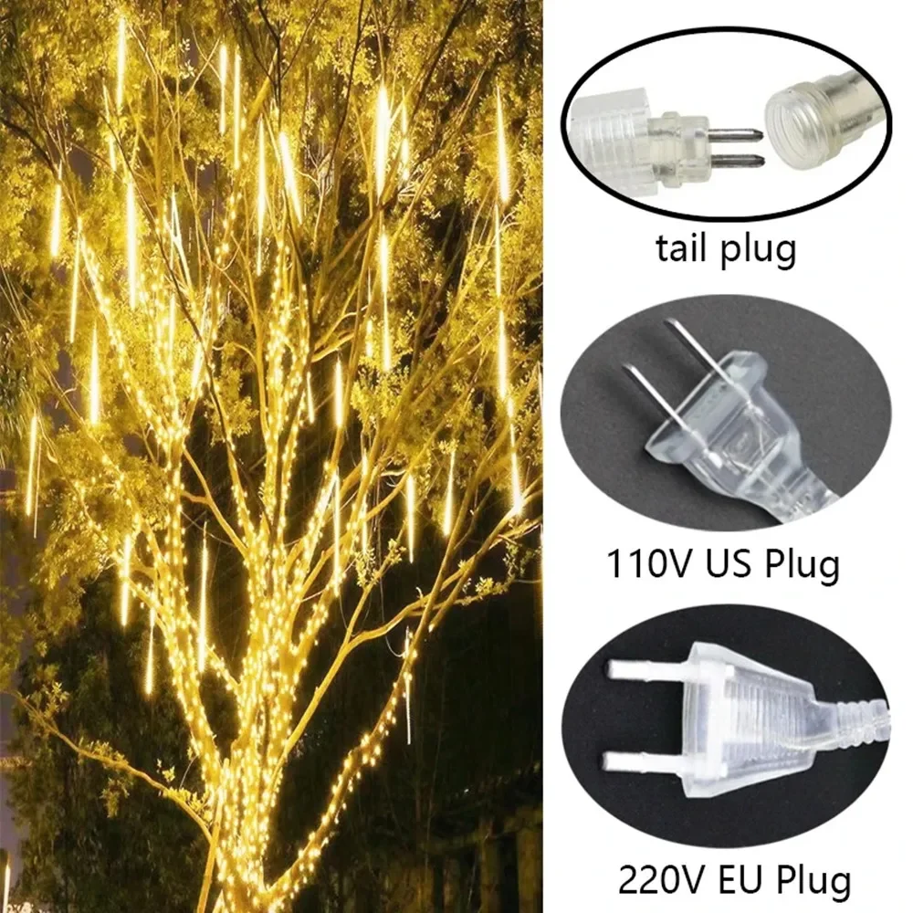 50cm/30cm LED Meteor Shower Rain Lights Holiday String Lights Garden Light 8 Tubes Halloween Christmas Wedding Party Decoration - Image 6