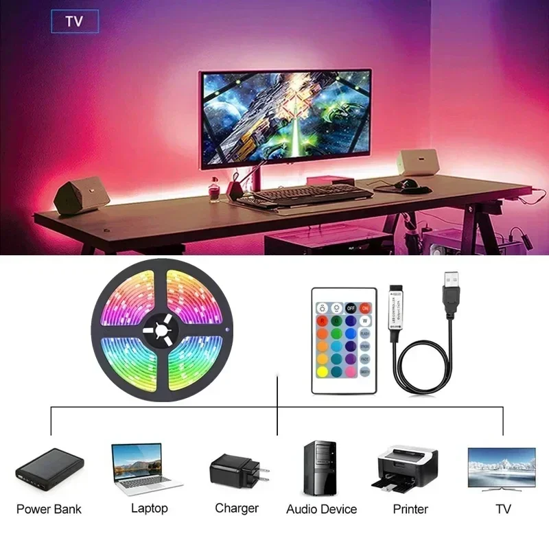 Led Strip Light RGB 5050 Led Lights 2.4G Touch Control Lamp Tape Color Change Flexible Ribbon LED Diode TV Backlight Room Decor - Image 5