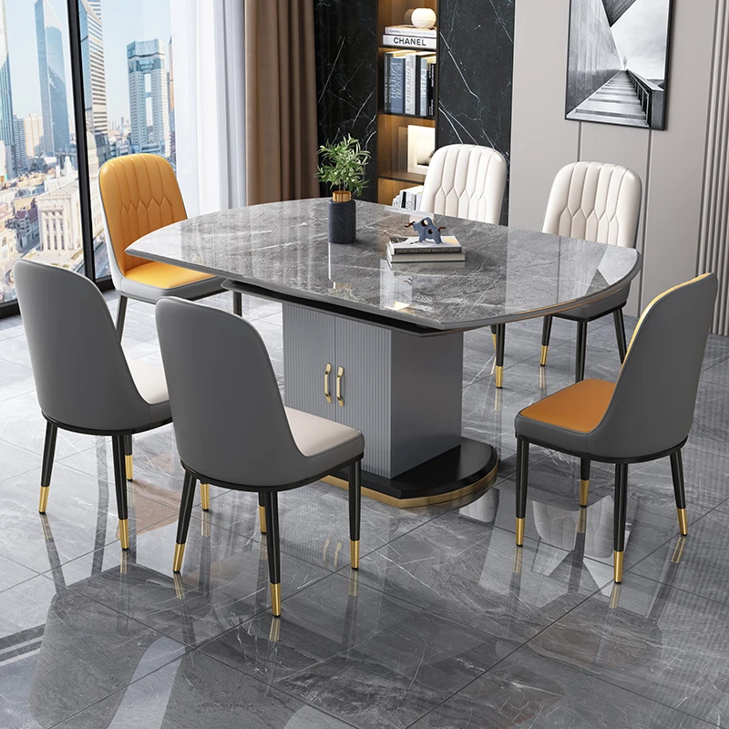 Luxury Design Dining Tables Extendable Design Modern Round Dining Tables Kitchen Living Room Mesas Comedor Home Furniture SR50DT