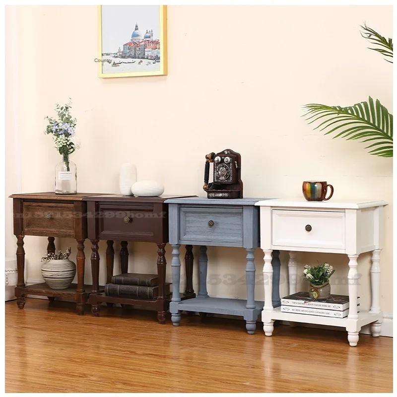 Nightstands Solid Wood Bedside Table Simple Modern Retro Narrow Home Economic Creative Small - Image 2