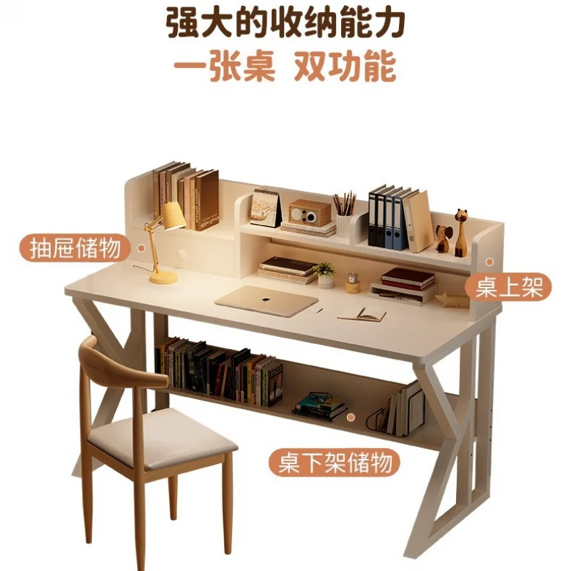 Computer Desk Desktop Home Desk Bookshelf Integrated Bedroom Student Writing Desk Study Table with a Bookcase Office Table - Image 3