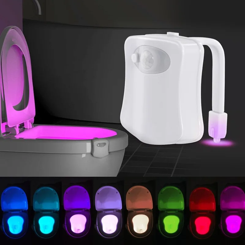 Toilet Night Light Motion Sensor Toilet Lights LED Washroom Night Lamp 8 Colors Toilet Bowl Lighting For Bathroom Washroom