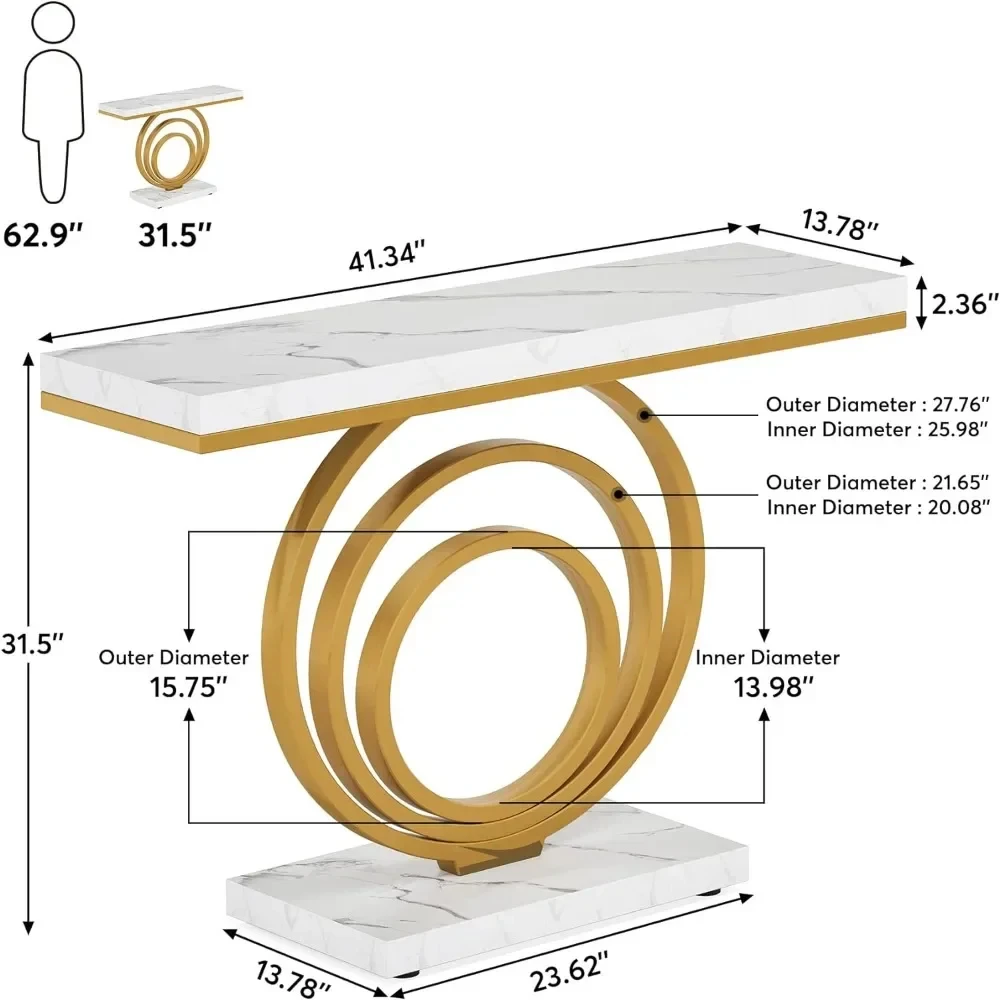 41-Inch Gold Entryway Table, Modern Console Table Narrow Long, Contemporary Accent Table for Living Room, Hallway, Entrance - Image 2