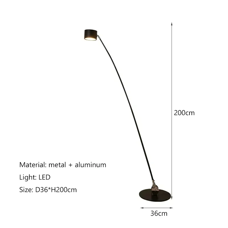 Nordic Home Decorations Floor Lamp Black Long Pole Salon Led Lights Living Corner Sofa Bedroom Bedside Standing Fishing Light - Image 5