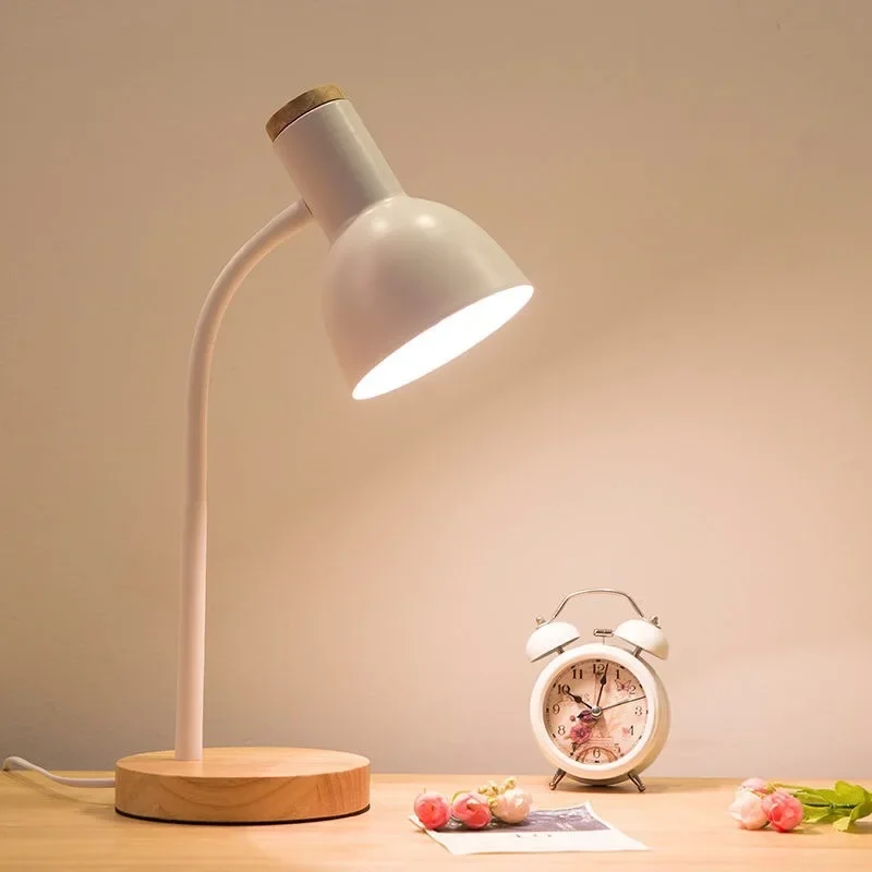Creative Wooden Art Iron LED Folding Nordic Desk Lamp Eye Protection Reading Table Lamp Living Room Bedroom Home Decor - Image 4