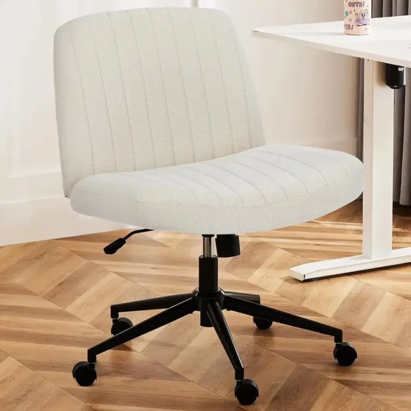 Office Chair Armless Criss Cross Legged Chairs With Wheels Adjustbale Swivel Fabric Office Chair
