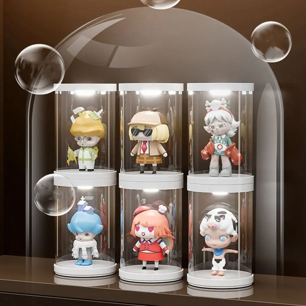 2Pcs Plastic Figurine Display Case Transparent Dustproof Doll Protection Box Round Single Doll Display Cabinet Home - Image 4