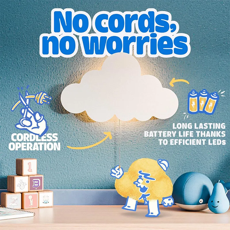 Cloud-Night-Light for Bedroom, Kawaii Kids Cloud Lights for Baby Nursery,Battery-Operated Hanging Cloud Night Lamp - Image 2