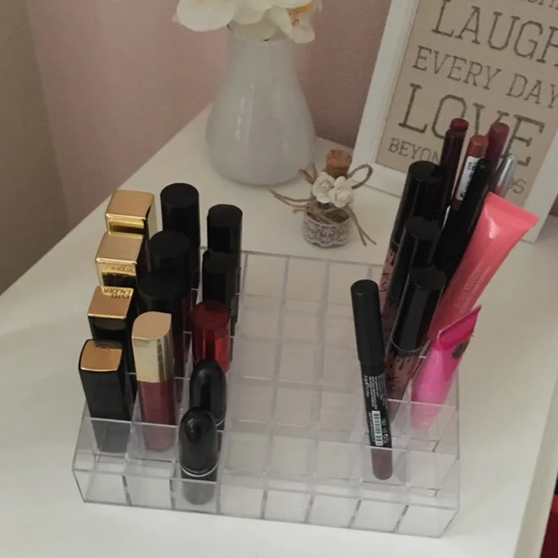 Trapezoid Clear Makeup Display 40 Lattices Lipstick Stand Case Cosmetic Organizer Holder Box Hot Sale High Quality - Image 5