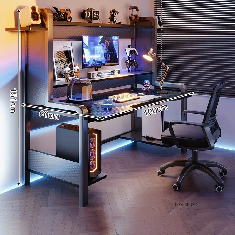 Nordic Wooden Computer Desks Home Student Writing Table Integrated Desk Bookshelf Simple Desktop Gaming Desks Office Furniture A