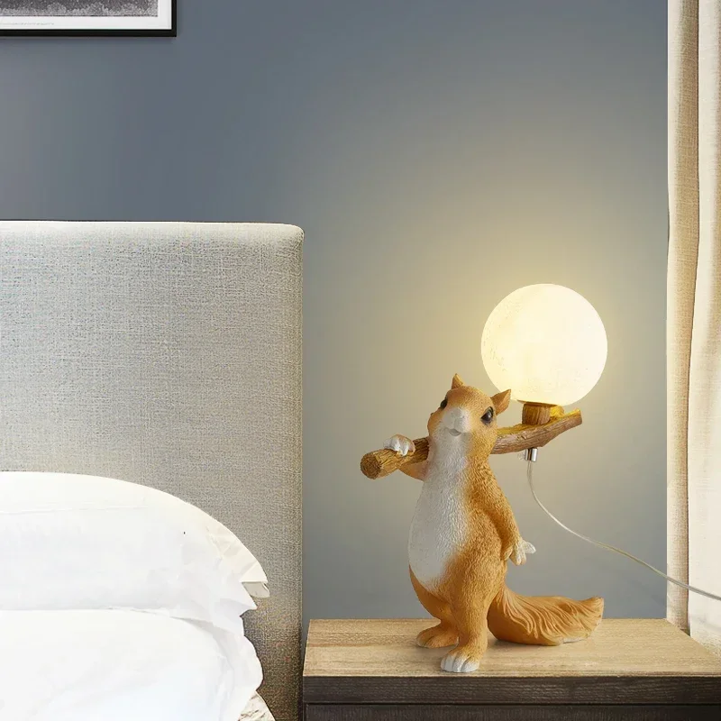 Bedside Lamp Table Lamp Children Desk Lamps Nordic Modern Creative for Living Room Bedroom Cute Decoration Squirrel Cartoon LED - Image 6