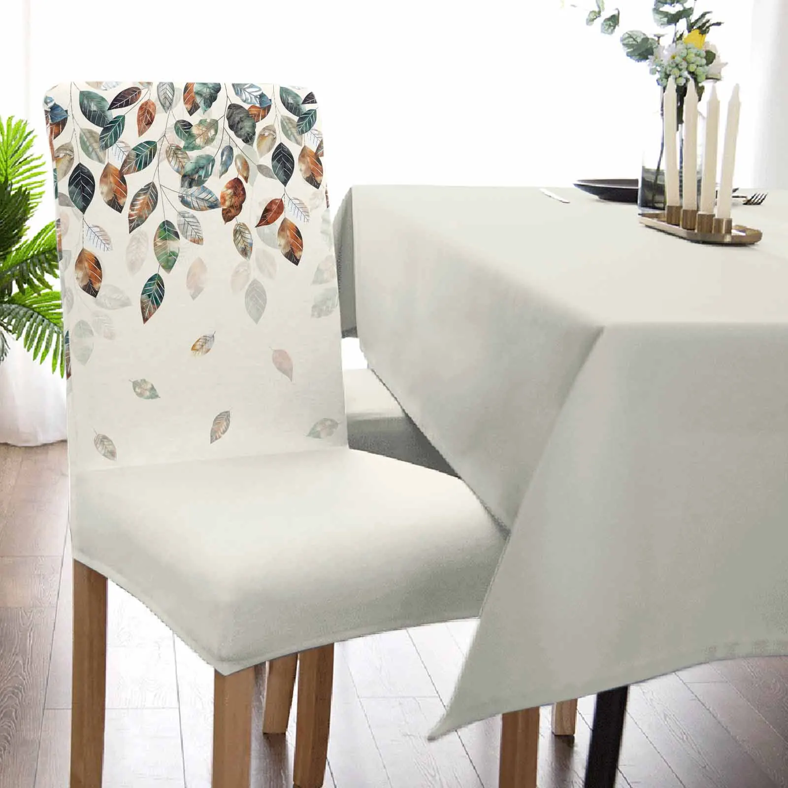 Autumn Yellow Leaves Plant Stretch Chair Cover Hotel Dining Room Banquet Wedding Party Elastic Seat Chair Covers - Image 5