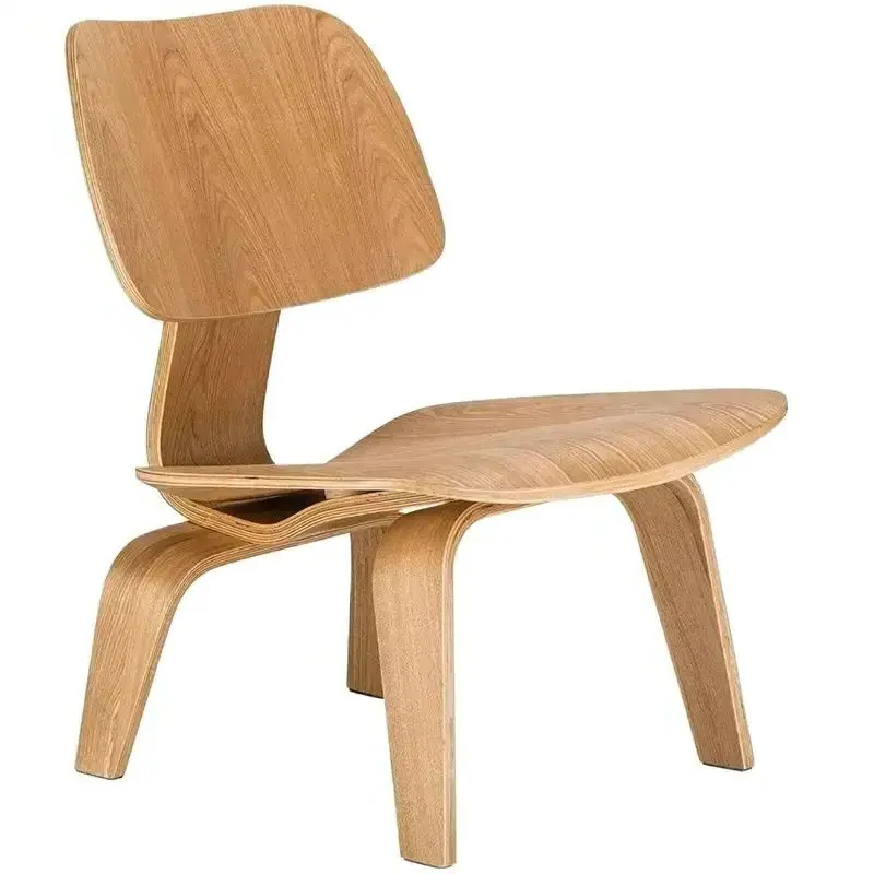 Molded Plywood Simple Leisure Chair Armchair Wood Legs Natural Living Room Century Wood Replica Accent Chairs Home Furniture - Image 3