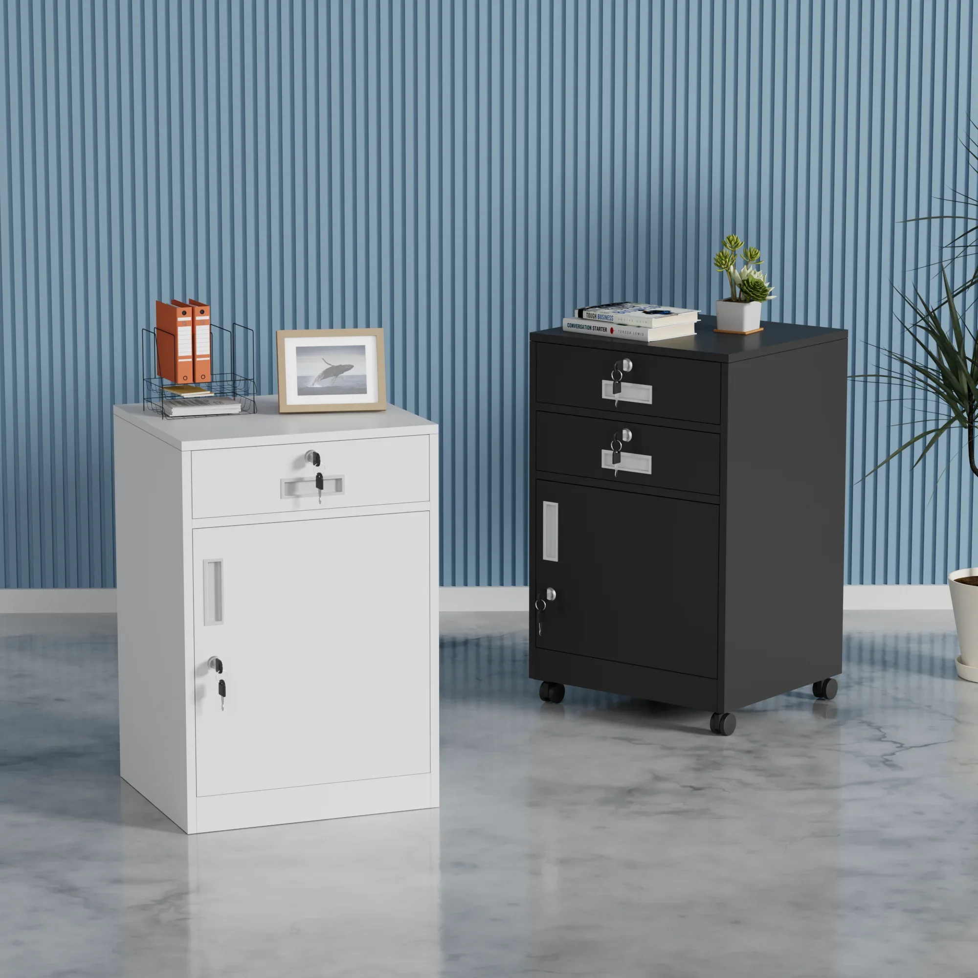 Modern Style Competitive Price Multiple Colors Office Cabinet and Wheels Password Lock File Cabinet with One Drawer - Image 6