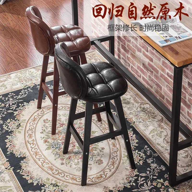 High Stool Home Chair Bar Chair Solid Wood Bar Chair Light Luxury Bar Table and Chairs Modern Simple High Stool Bars Chairs