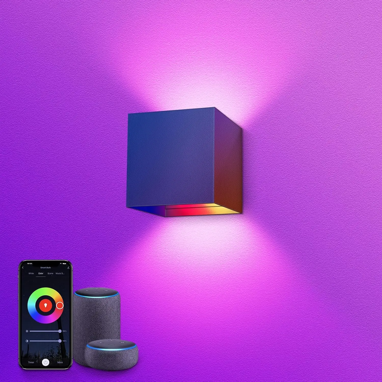 Smart LED Wall Lamp WIFI APP Alexa Google Control RGBCW 2700-6500K Cube Adjust Angle Up and Down Light IP65 Aluminum Waterproof - Image 2