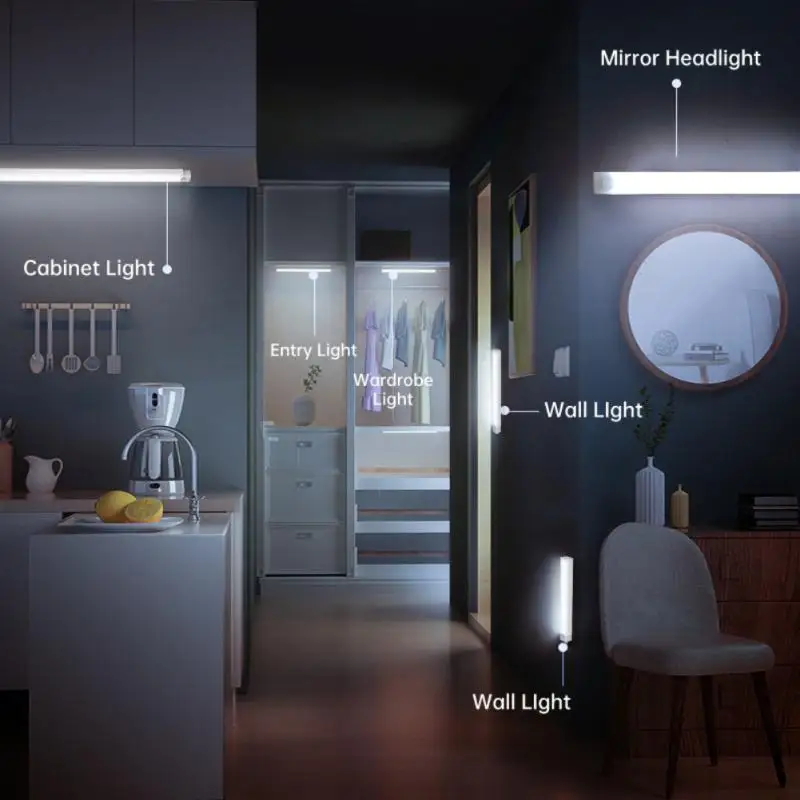 10/20/30/50cm Motion Sensor Night Light Tube Wireless LED Light USB Rechargeable Wardrobe Cabinet Lamp For Home Kitchen Bedroom - Image 2
