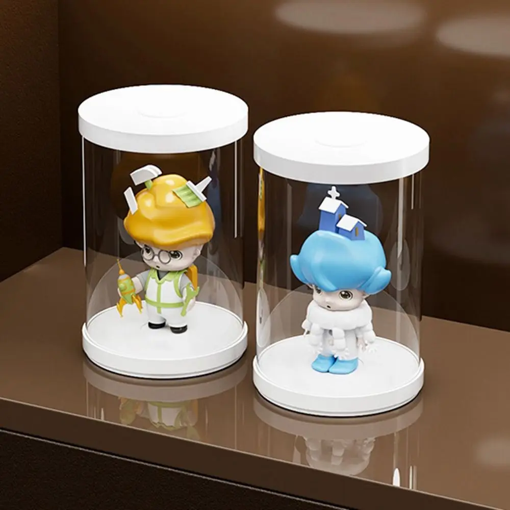 2Pcs Plastic Figurine Display Case Transparent Dustproof Doll Protection Box Round Single Doll Display Cabinet Home - Image 2