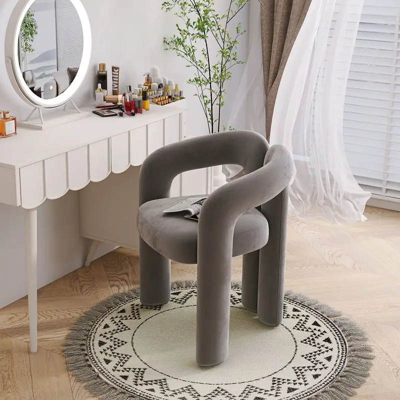 Cream style makeup chair backrest for girls' bedroom, high-end nail art clothing store, home dining table and chairs - Image 2