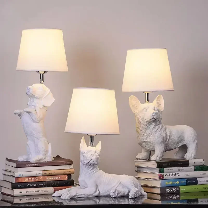 LED Resin Table Lamp Floor Lamp for Bedroom Bedside Children Art Deco Animal Puppy Dog Nightstand Nordic Table Light 220V - Image 4