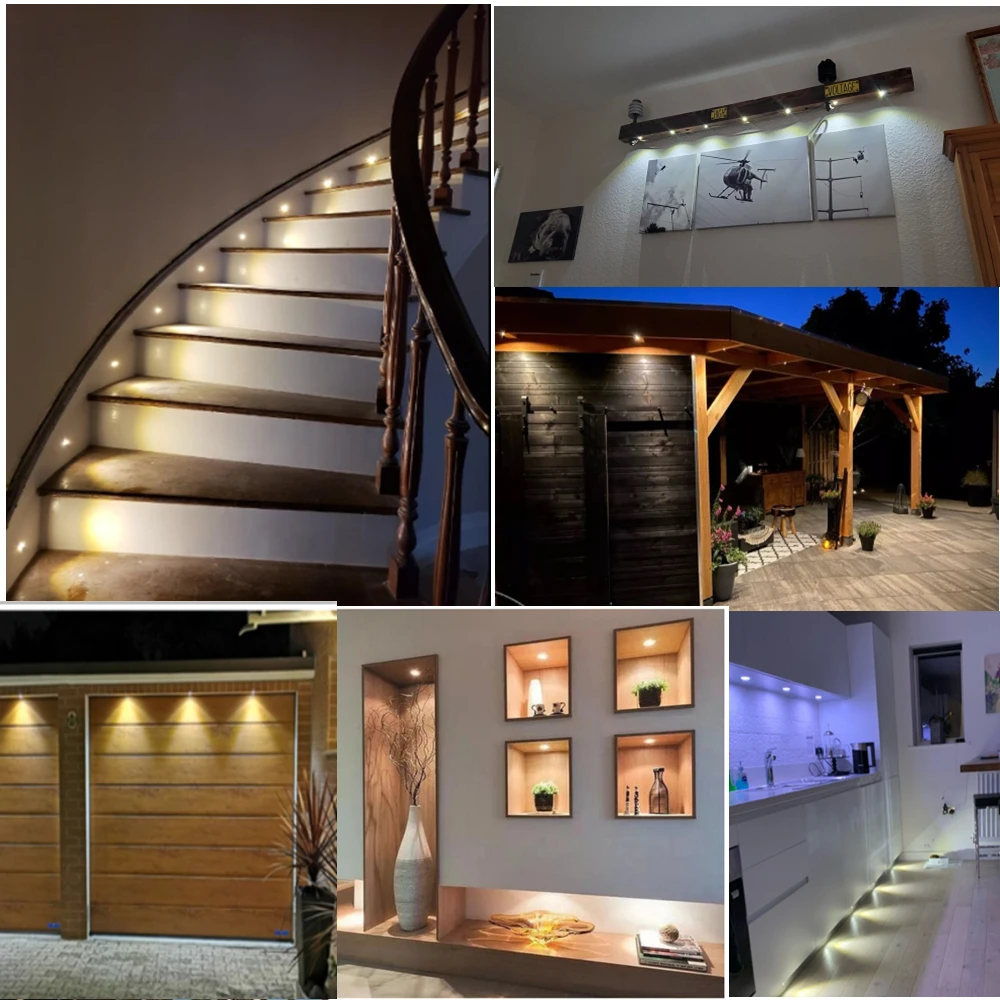 1W Mini Spotlight IP65 15mm Recessed Spot Leds Lights 12V Ceiling Downlight Stair Cabinet Spots Lamp with Transformer 110V-220V - Image 2