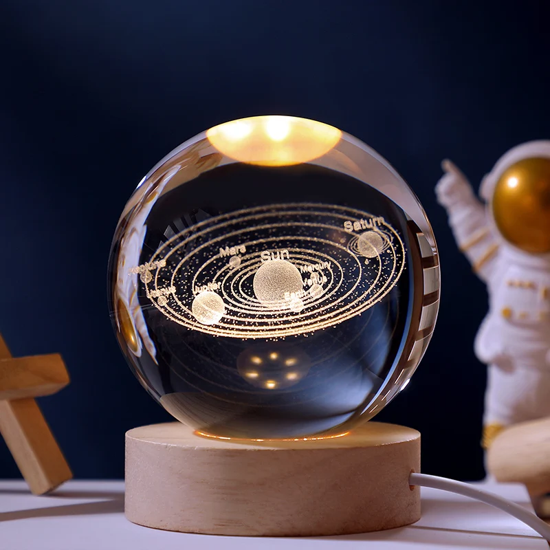 3D Solar system laser carving Crystal ball Color night light, Birthday gift for girlfriend, Classmates and children - Image 3