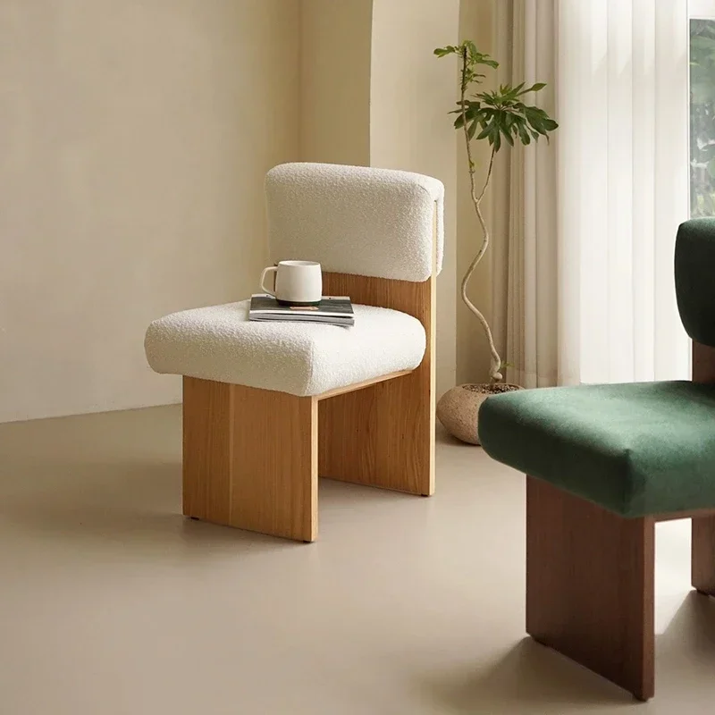 Nordic Furniture Leisure Living Room Chairs Solid Wood Dining Chair Bedroom Makeup Chair Dressing Stool Modern Single Sofa Chair - Image 3