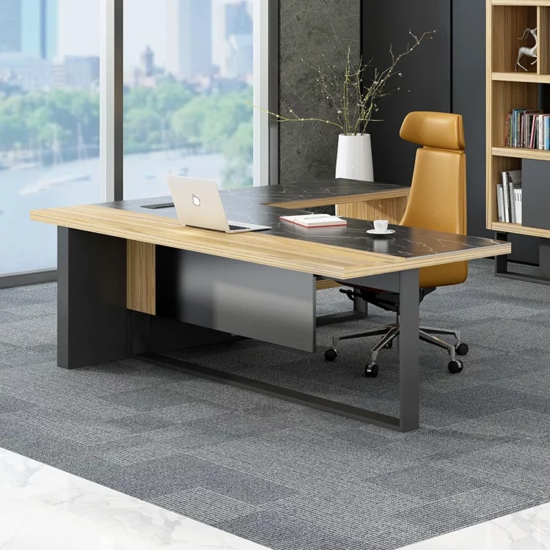 China manufacturer modern luxury mdf melamine wooden manager office table L Shape Ceo Office Executive Desk
