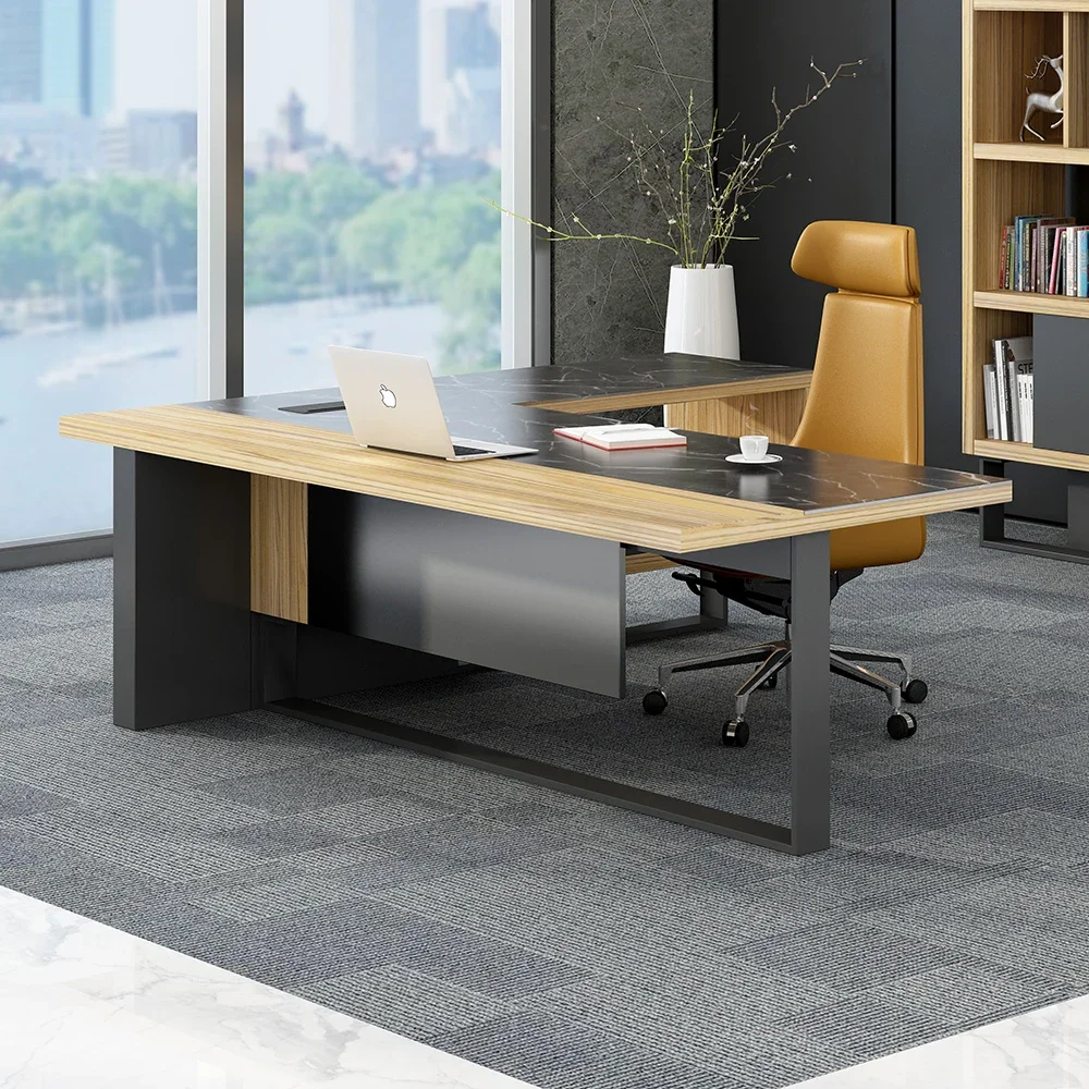 China manufacturer modern luxury mdf melamine wooden manager office table L Shape Ceo Office Executive Desk