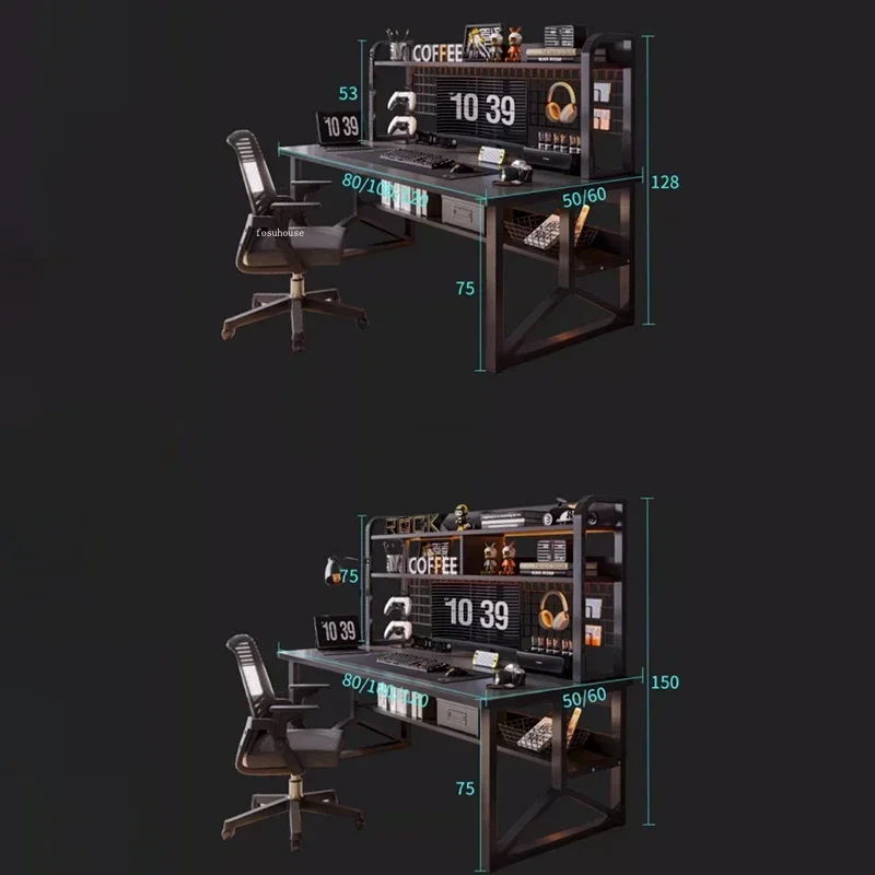 Modern Desktop Gaming Table European Wooden Computer Desks Home Office Furniture Student Writing Desk Integrated Desk Bookshelf - Image 2