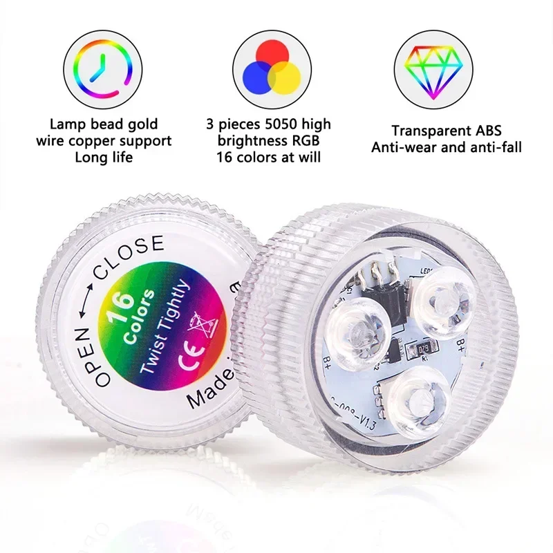 3 LED Underwater Light 16 Colors RGB IP68 Waterproof Swimming Pool Accessories Light Outdoor Submersible Lights for Pond Vase - Image 5