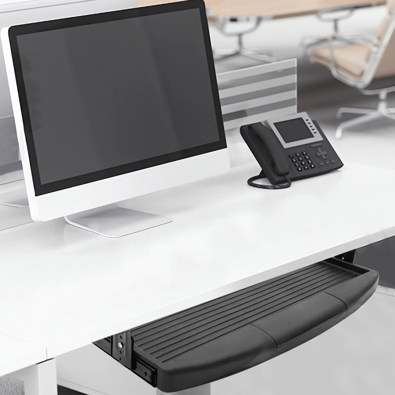 Drawers Slide Computer Keyboard Adjustable Stand Office Mouse Platform Tray With Pen Box Rotating Position Under Desk Storage - Image 2