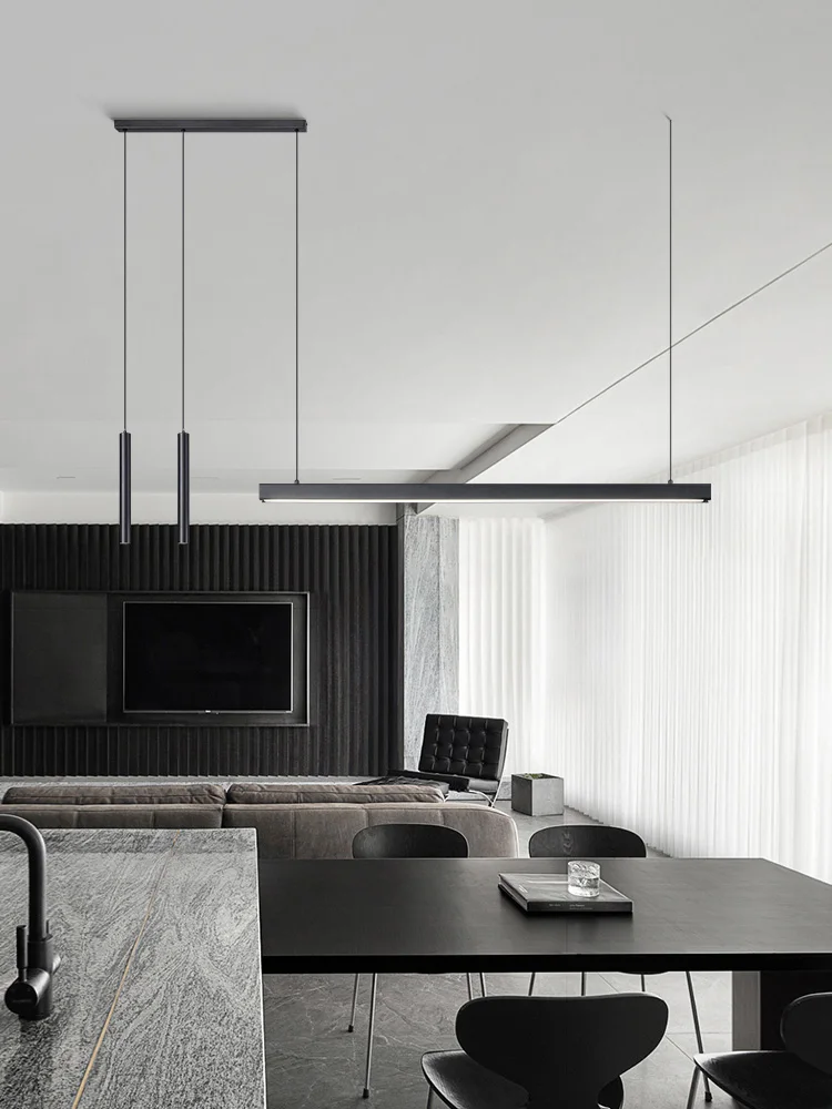 dining room lamp kitchen lights word long restaurant chandelier modern minimalist office lamps Nordic bar island chandeliers - Image 2