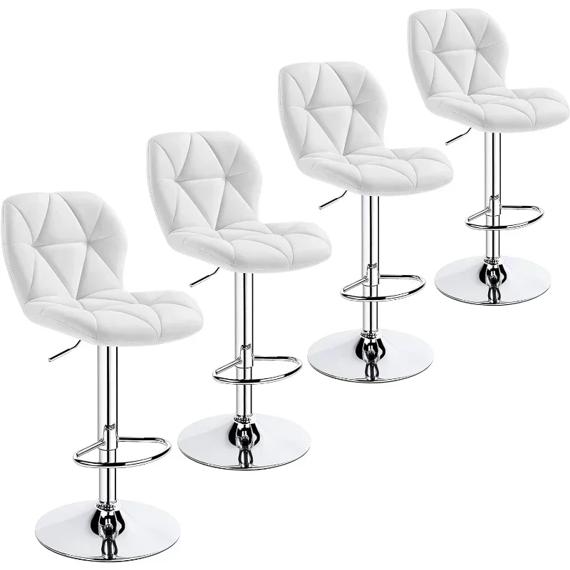Bar Stools Set of 4 Adjustable PU Leather 360°Swivel Count Chair with Backrest Home Kitchen Counter for Kitchen